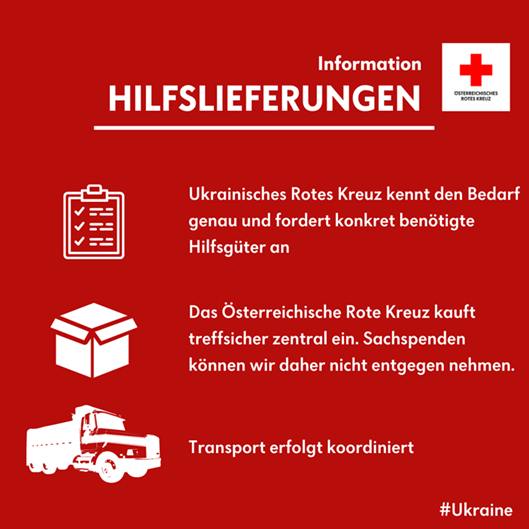 Information Hilfslieferungen Rotes Kreuz